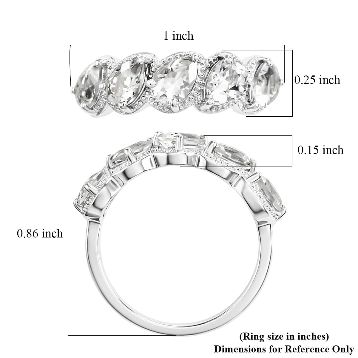 EverTrue Brazilian Petalite 1.75 ctw 5 Stone Ring in Platinum Bond (Size  6.0)