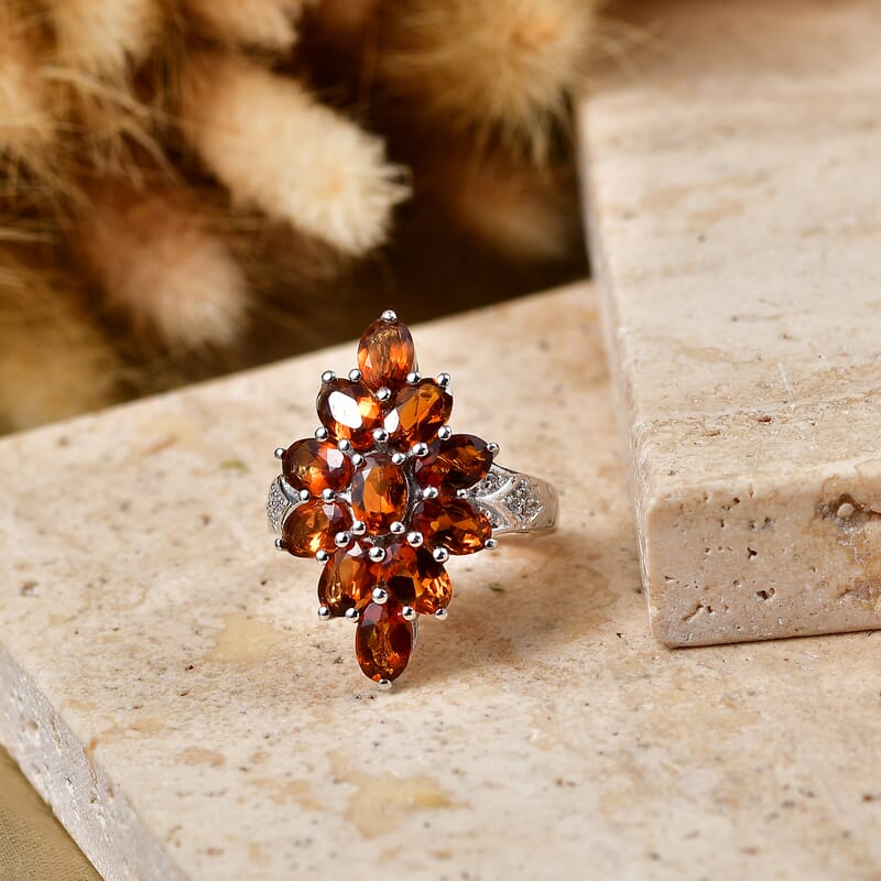 EverTrue Santa Ana Madeira Citrine and White Zircon 4.40 ctw Ring in Platinum Bond (Size 6.0)