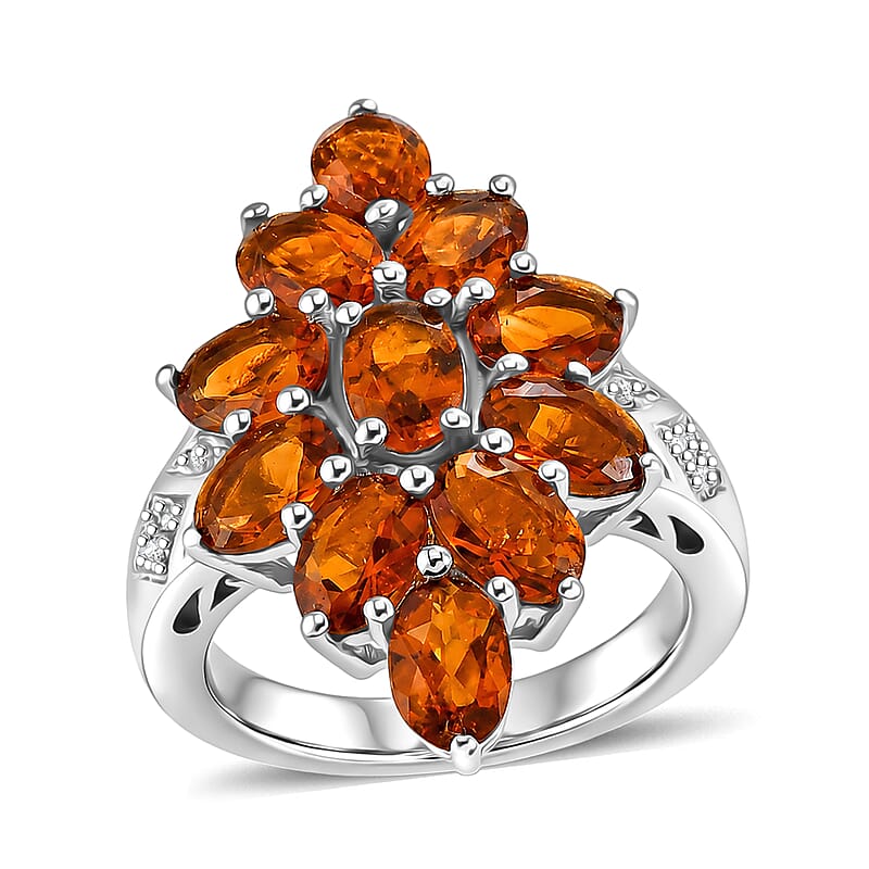 EverTrue Santa Ana Madeira Citrine and White Zircon 4.40 ctw Ring in Platinum Bond (Size 7.0)