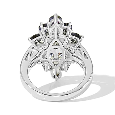 EverTrue Northern Lights Mystic Topaz and White Zircon 6.20 ctw Ring in Platinum Bond (Size 6.0)