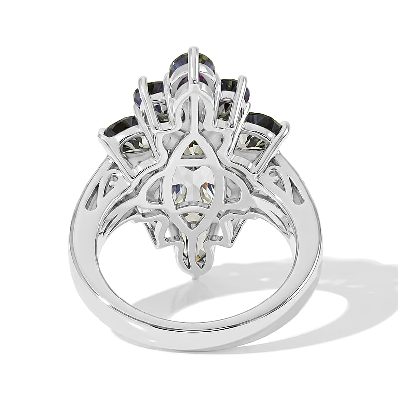 EverTrue Northern Lights Mystic Topaz and White Zircon 6.20 ctw Ring in Platinum Bond (Size 8.0)