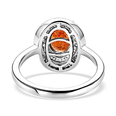 EverTrue Tanzanian Sunstone and White Zircon 1.85 ctw Ring in Platinum Bond (Size 7.0)