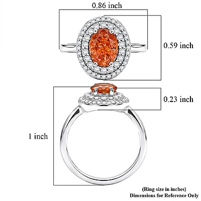 EverTrue Tanzanian Sunstone and White Zircon 1.85 ctw Ring in Platinum Bond (Size 7.0)
