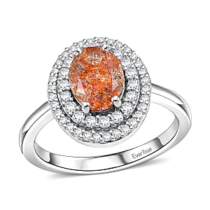 EverTrue Tanzanian Sunstone and White Zircon 1.85 ctw Ring in Platinum Bond (Size 8.0)