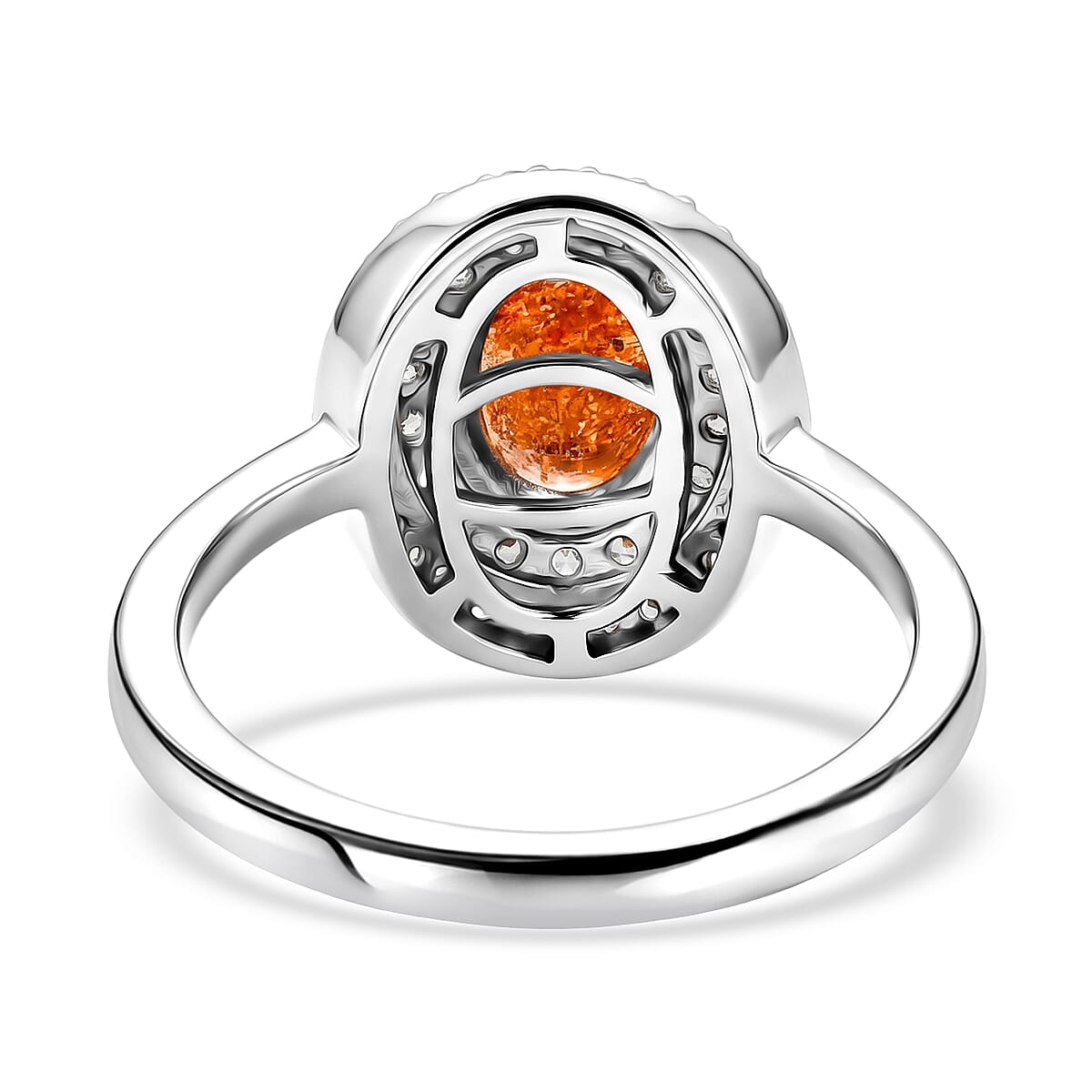 EverTrue Tanzanian Sunstone and White Zircon 1.85 ctw Ring in Platinum Bond (Size 8.0) image number 4