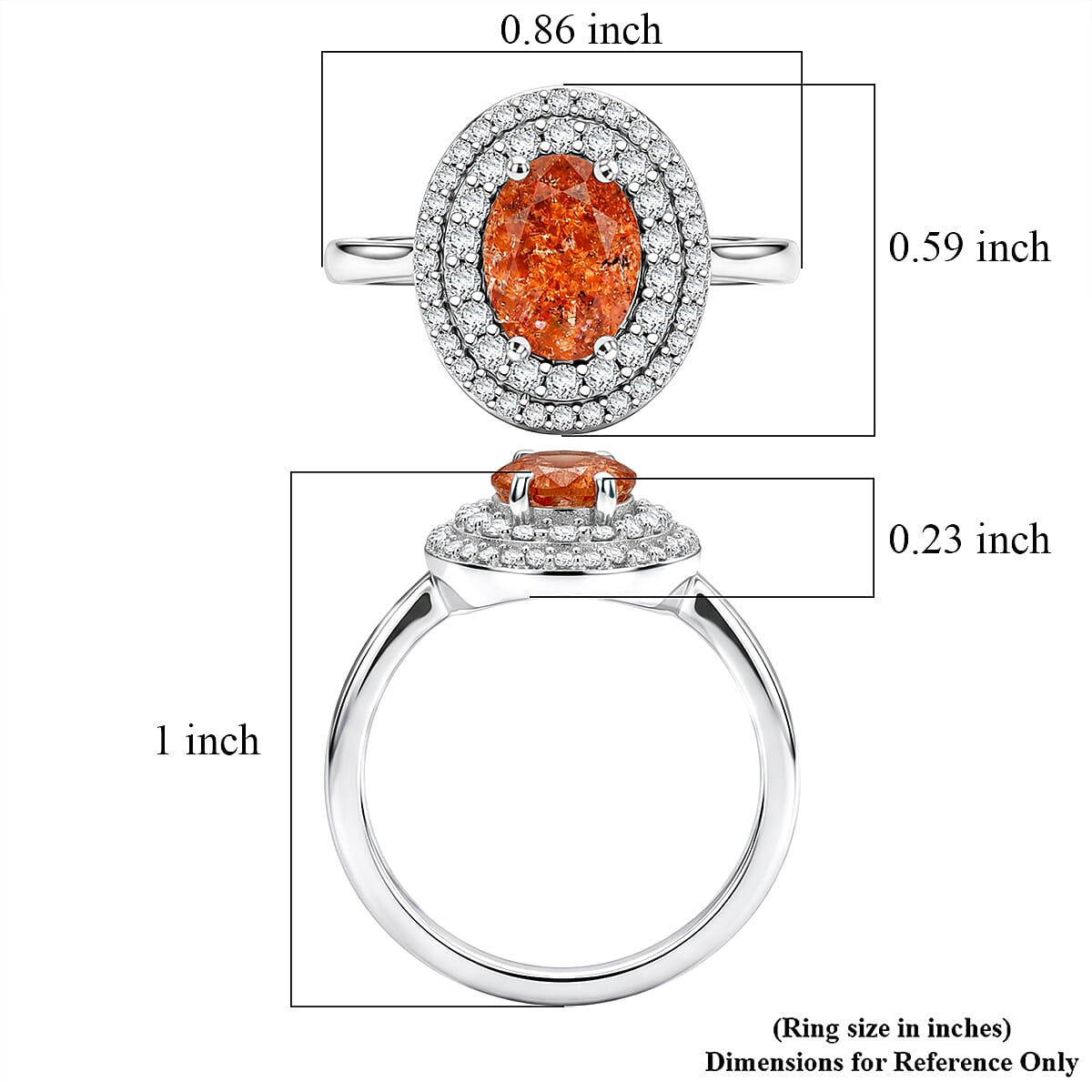 EverTrue Tanzanian Sunstone and White Zircon 1.85 ctw Ring in Platinum Bond (Size 8.0) image number 5