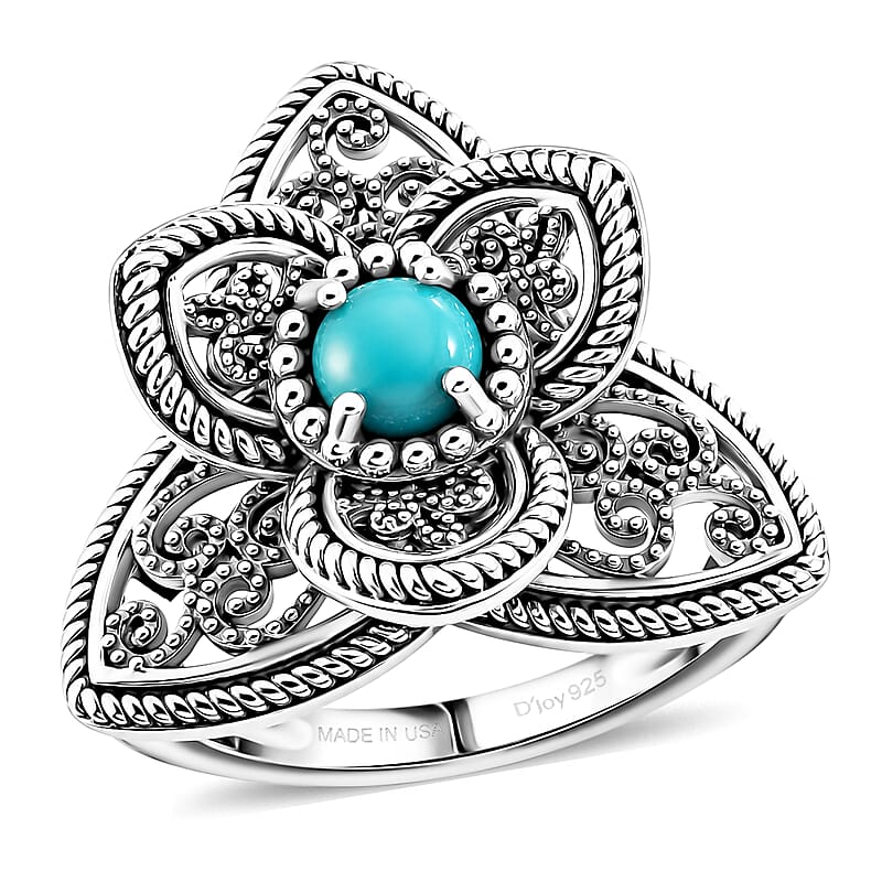 D'Joy Passport to Israel Artisan Crafted Premium Lagoon Turquoise 0.50 ctw Ring in Sterling Silver (Size 5.0)