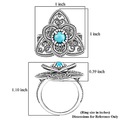D'Joy Passport to Israel Artisan Crafted Premium Lagoon Turquoise 0.50 ctw Ring in Sterling Silver (Size 5.0)