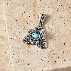 D'Joy Passport to Israel Artisan Crafted Premium Lagoon Turquoise 0.60 ctw Pendant without Chain in Sterling Silver