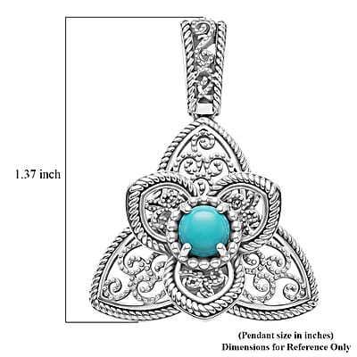 D'Joy Passport to Israel Artisan Crafted Premium Lagoon Turquoise 0.60 ctw Pendant without Chain in Sterling Silver
