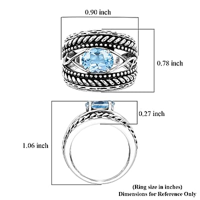 D'Joy Passport to Israel Artisan Crafted Sky Blue Topaz 2.35 ctw Ring in Sterling Silver (Size 6.0)
