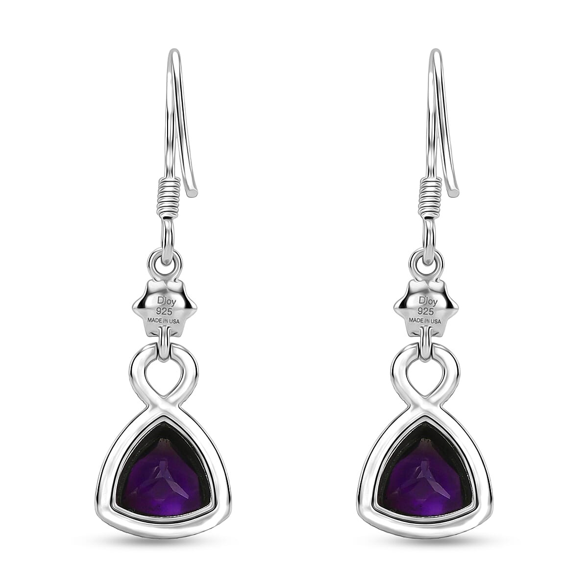 D'Joy Passport to Israel Artisan Crafted African Amethyst 2.20 ctw Earrings in Sterling Silver