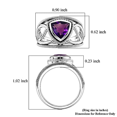 D'Joy Passport to Israel Artisan Crafted African Amethyst 1.70 ctw Ring in Sterling Silver (Size 6.0)