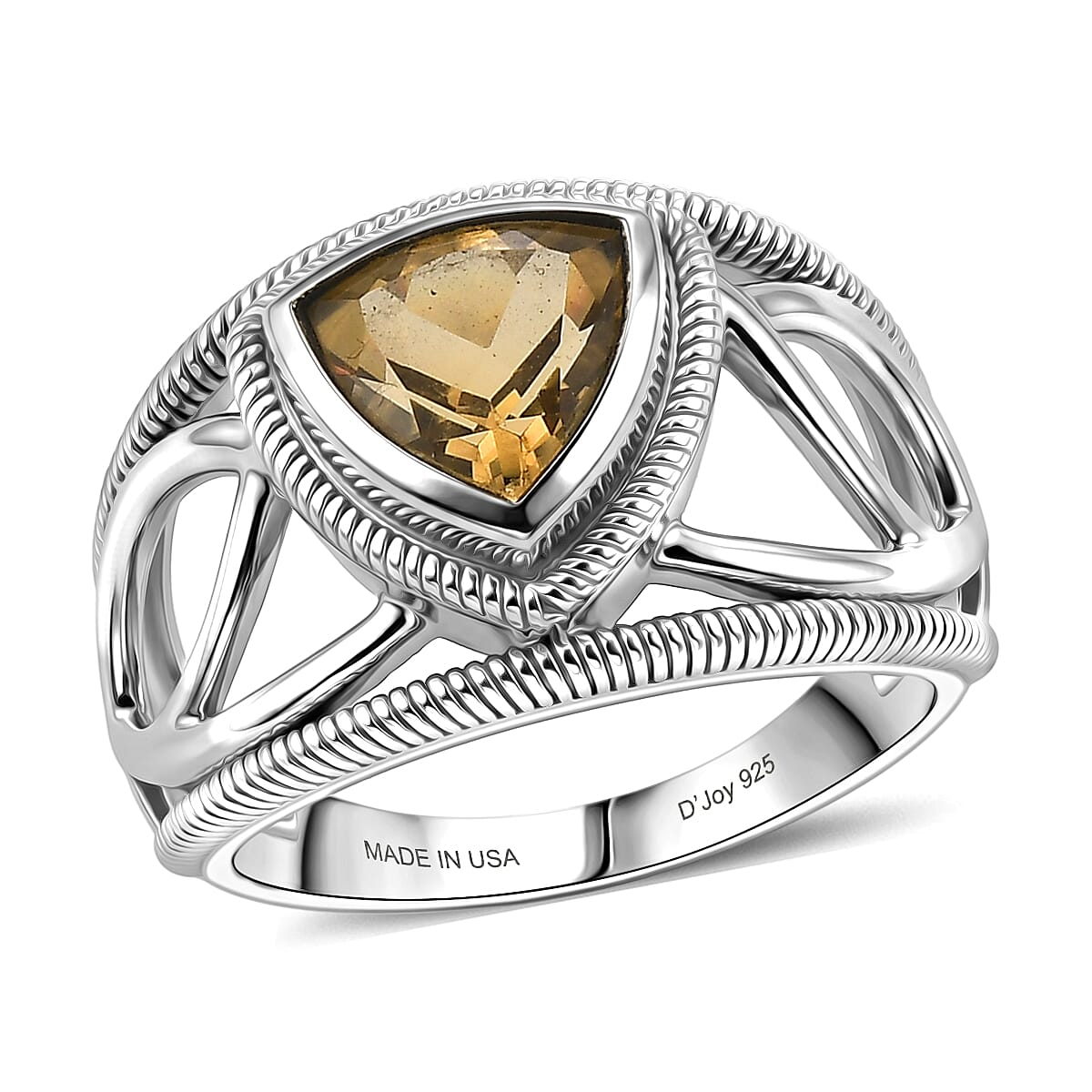 D'Joy Passport to Israel Artisan Crafted Brazilian Citrine 1.60 ctw Ring in Sterling Silver (Size 6.0)