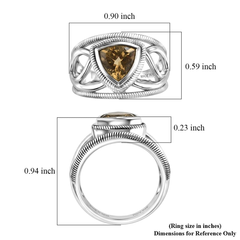 D'Joy Passport to Israel Artisan Crafted Brazilian Citrine 1.60 ctw Ring in Sterling Silver (Size 6.0)