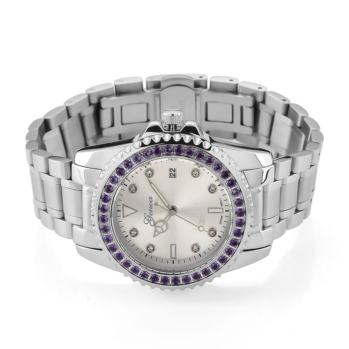 Genoa Amethyst PC32 with Date Japanese Movement Watch with Stainless Steel image number 4