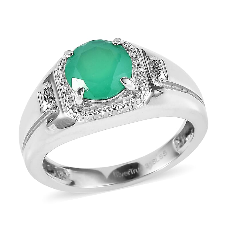 EverTrue Verde Onyx 1.80 ctw Men's Ring in Stainless Steel (Size 10.0)