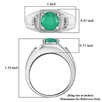 EverTrue Verde Onyx 1.80 ctw Men's Ring in Stainless Steel (Size 10.0)