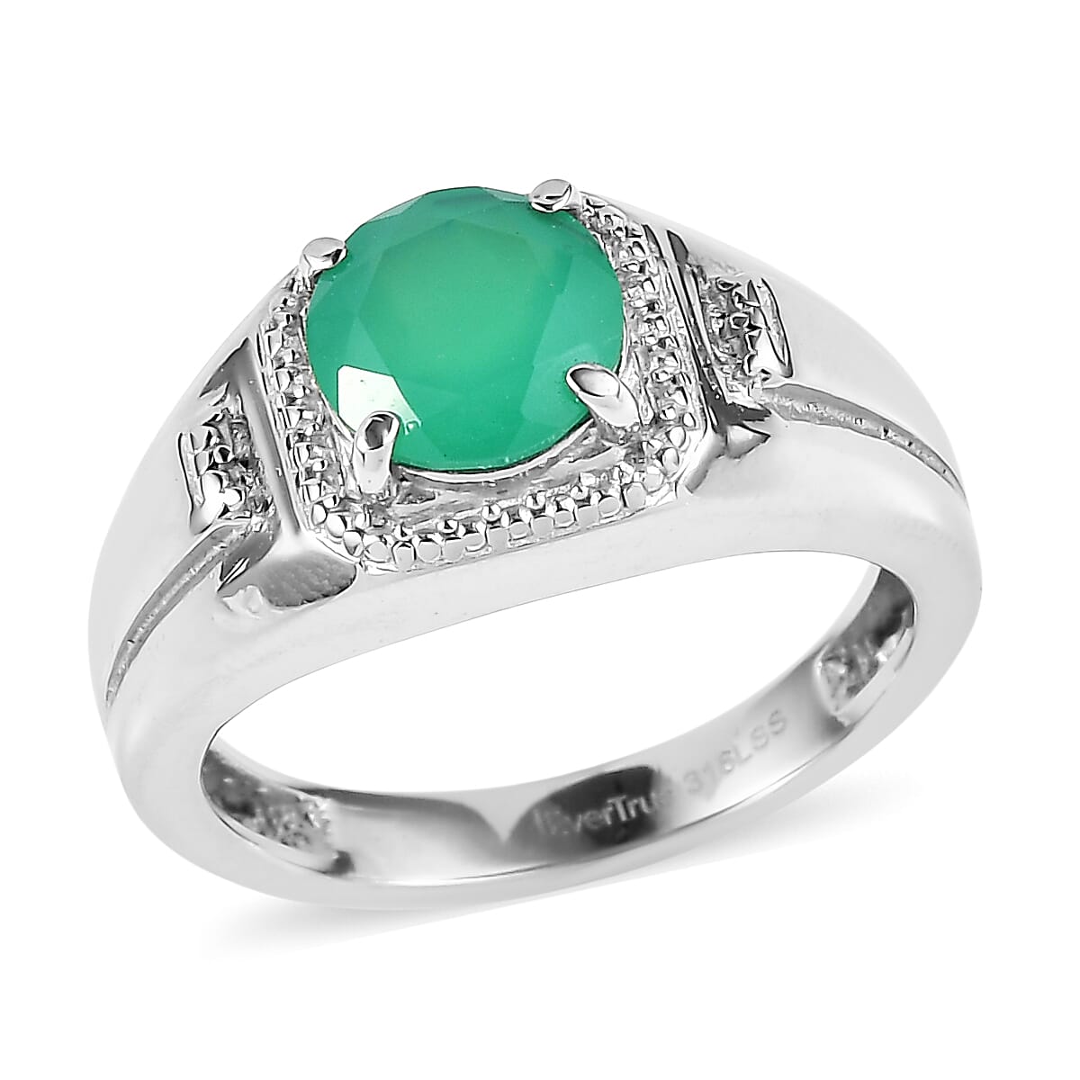 EverTrue Verde Onyx 1.80 ctw Men's Ring in Stainless Steel (Size 11.0)