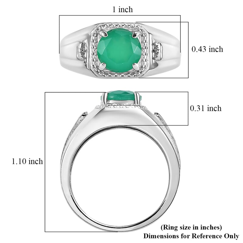 EverTrue Verde Onyx 1.80 ctw Men's Ring in Stainless Steel (Size 11.0)