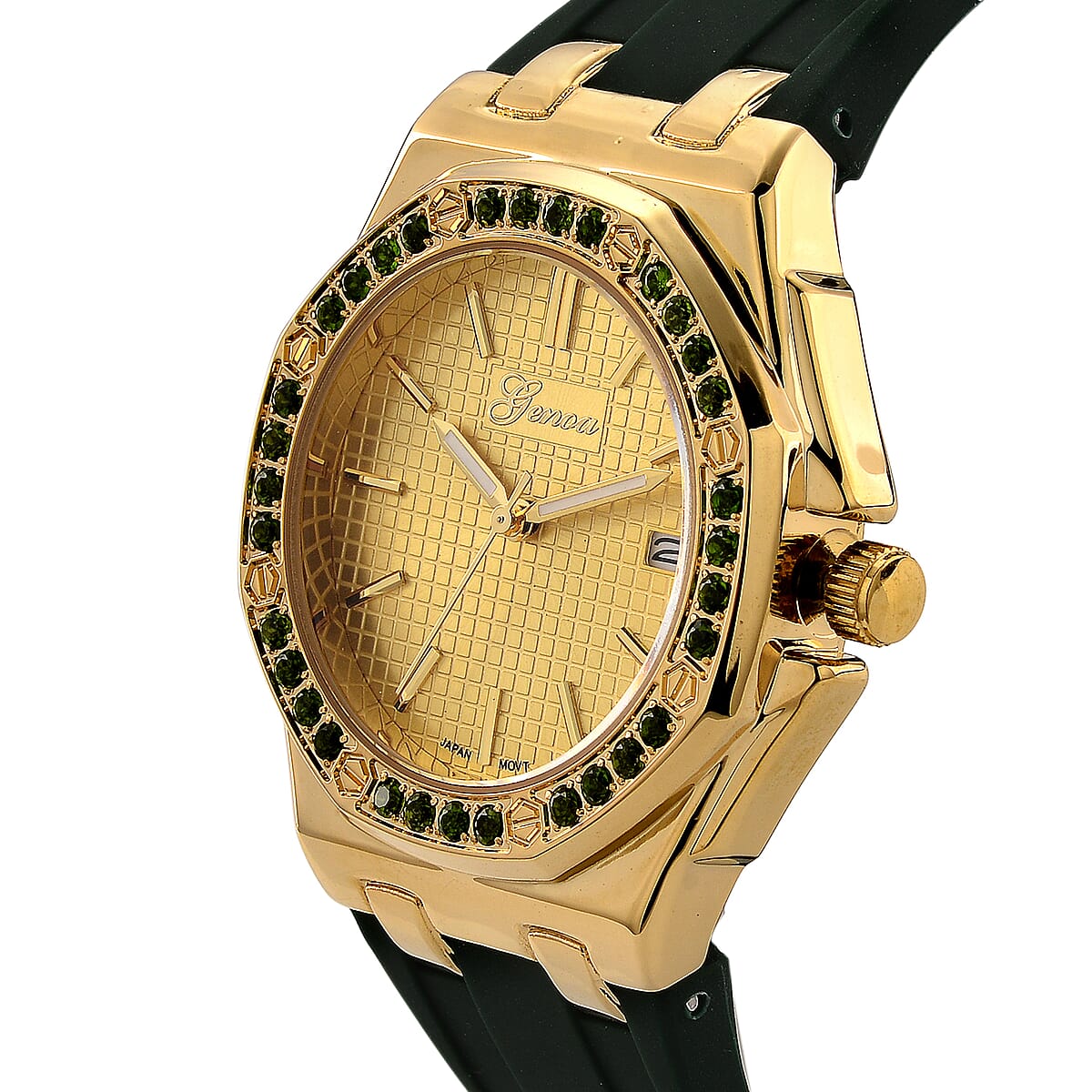 Genoa Chrome Diopside PC32 with Date Japanese Movement Watch with ION Plated YG Stainless Steel image number 3