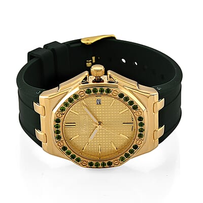 Genoa Chrome Diopside PC32 with Date Japanese Movement Watch with ION Plated YG Stainless Steel
