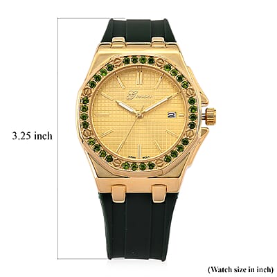 Genoa Chrome Diopside PC32 with Date Japanese Movement Watch with ION Plated YG Stainless Steel