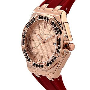 Genoa Red Garnet PC32 with Date Japanese Movement Watch with ION Plated RG Stainless Steel