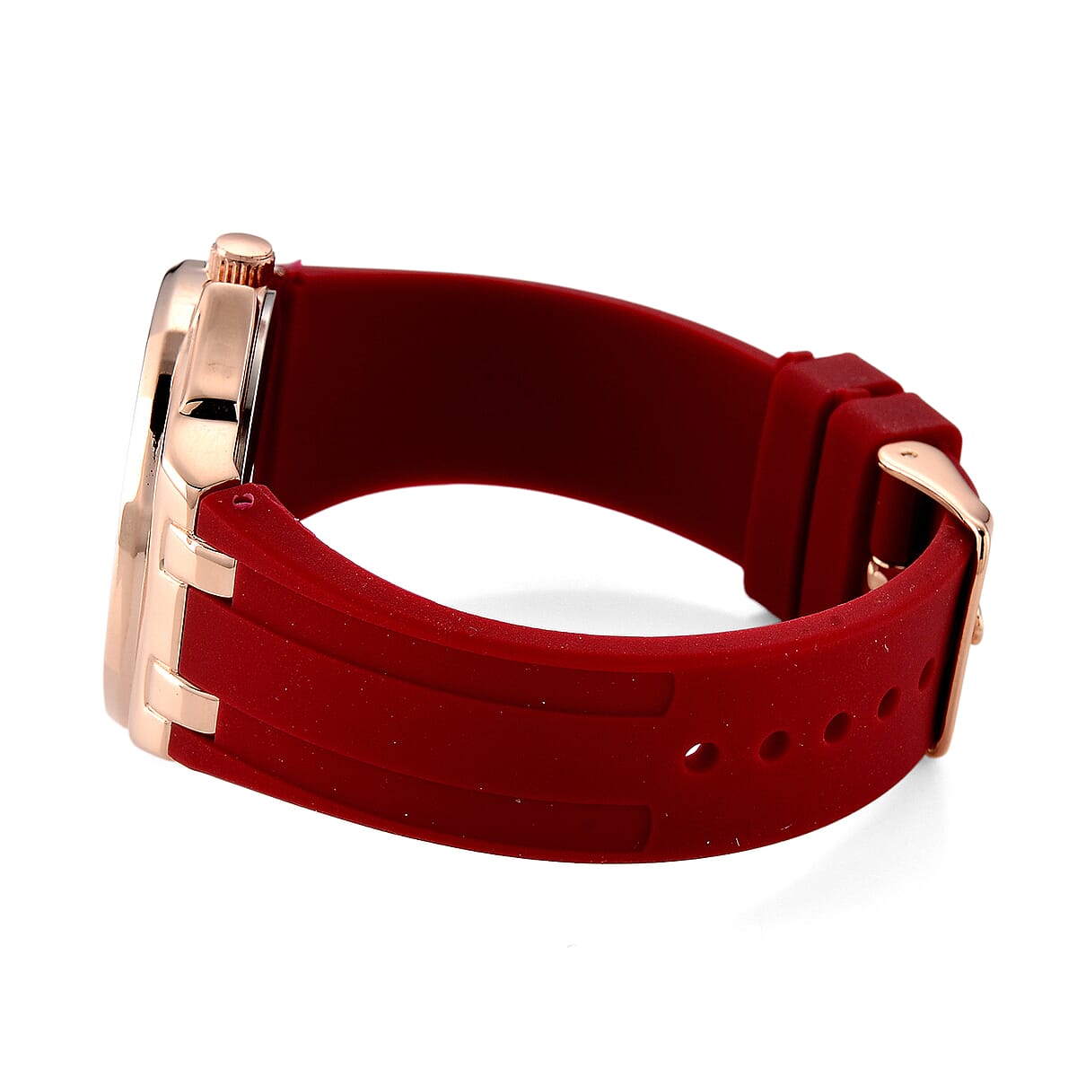 Genoa Red Garnet PC32 with Date Japanese Movement Watch with ION Plated RG Stainless Steel image number 5