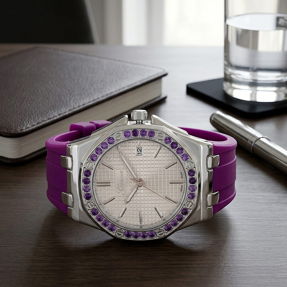 Genoa Amethyst PC32 with Date Japanese Movement Watch with Stainless Steel image number 1