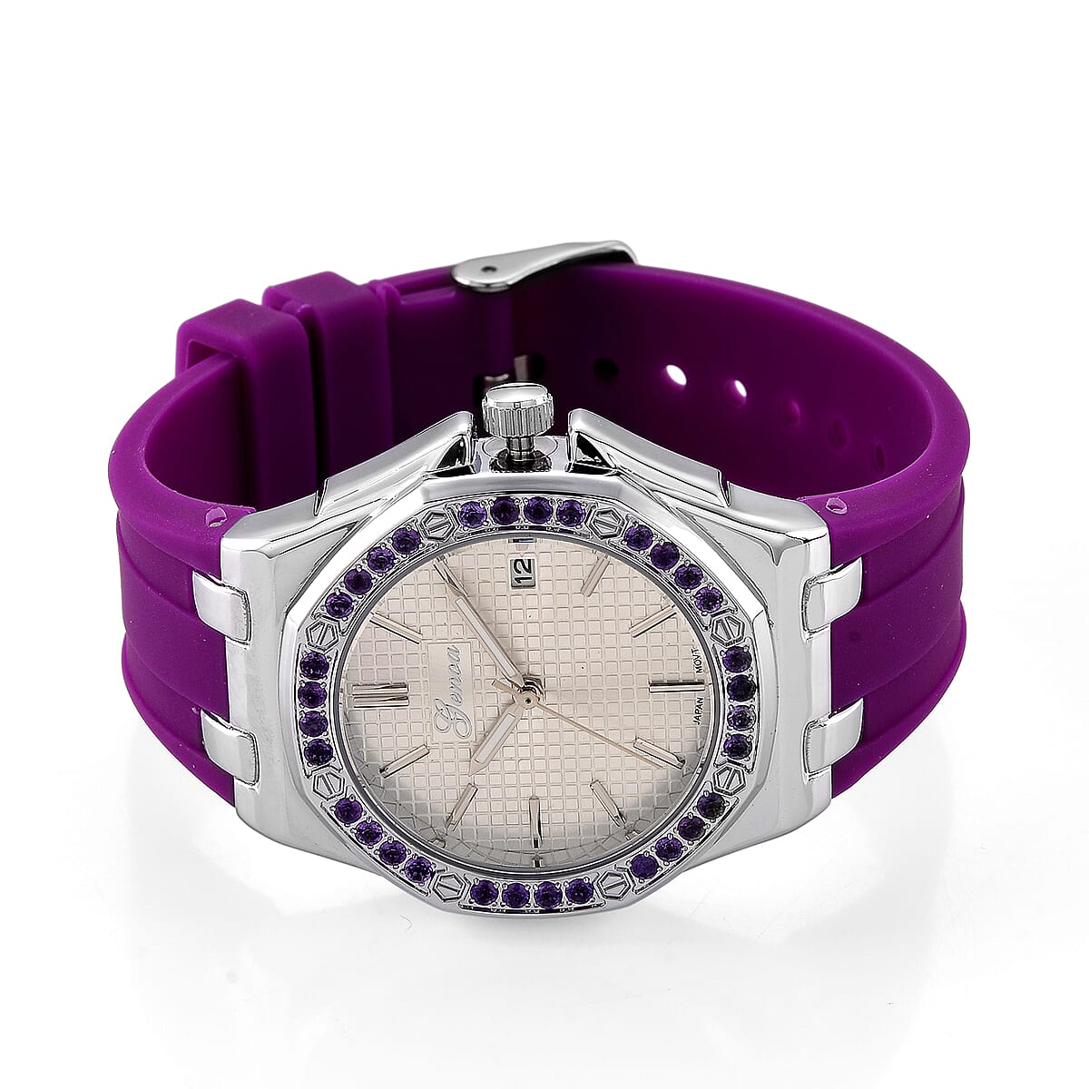 Genoa Amethyst PC32 with Date Japanese Movement Watch with Stainless Steel image number 4