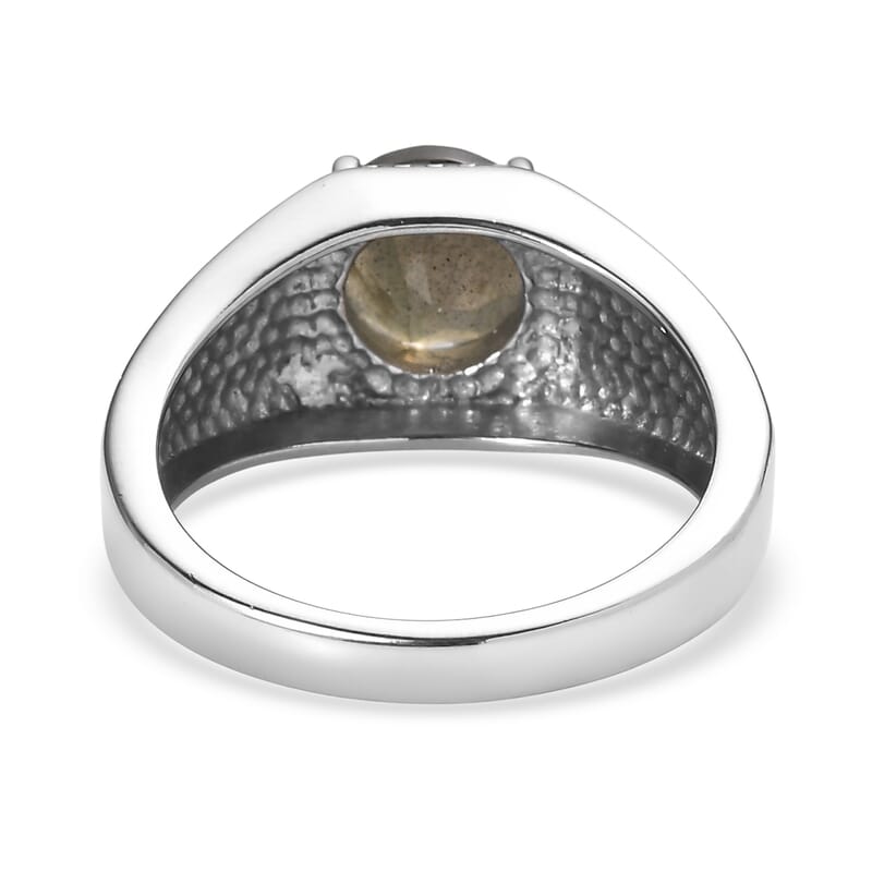 EverTrue Malagasy Labradorite 1.85 ctw Men's Ring in Stainless Steel (Size 10.0)
