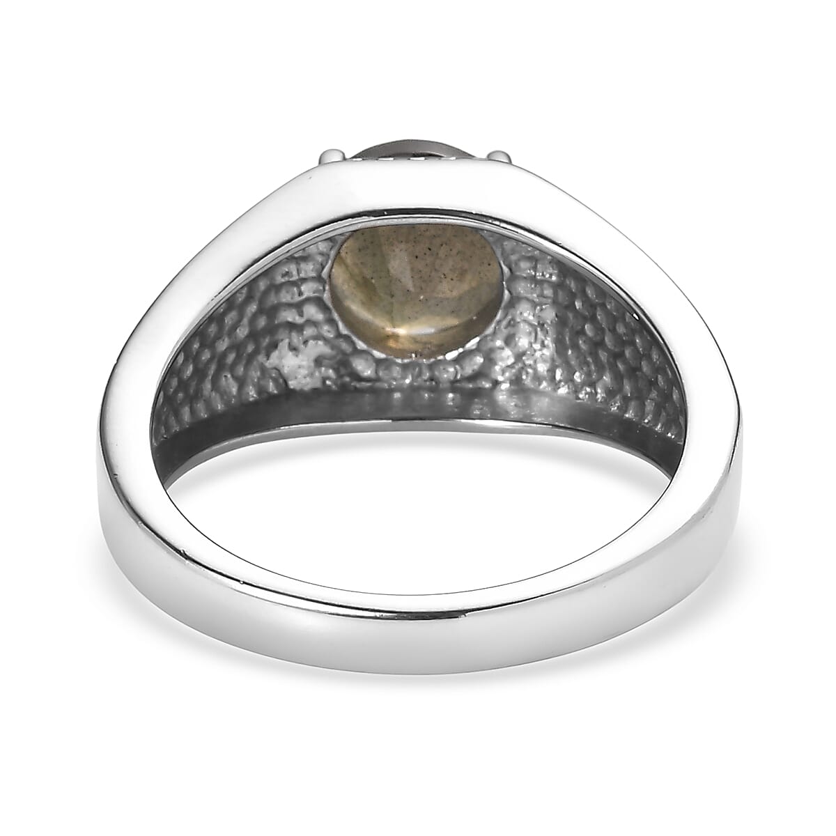 EverTrue Malagasy Labradorite 1.85 ctw Men's Ring in Stainless Steel (Size 14.0)