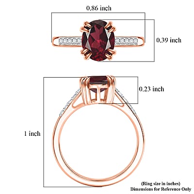 D'Joy Orissa Rhodolite Garnet and White Zircon 2.50 ctw Ring in 18K Vermeil Rose Gold Over Sterling Silver (Size 10.5)