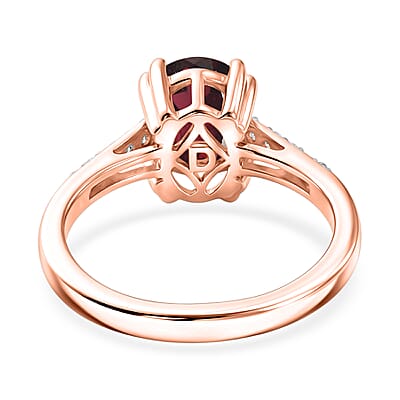 D'Joy Orissa Rhodolite Garnet and White Zircon 2.50 ctw Ring in 18K Vermeil Rose Gold Over Sterling Silver (Size 8.0)