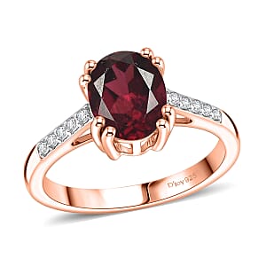 D'Joy Orissa Rhodolite Garnet and White Zircon 2.50 ctw Ring in 18K Vermeil Rose Gold Over Sterling Silver (Size 8.5)