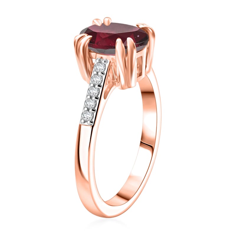 D'Joy Orissa Rhodolite Garnet and White Zircon 2.50 ctw Ring in 18K Vermeil Rose Gold Over Sterling Silver (Size 9.0)