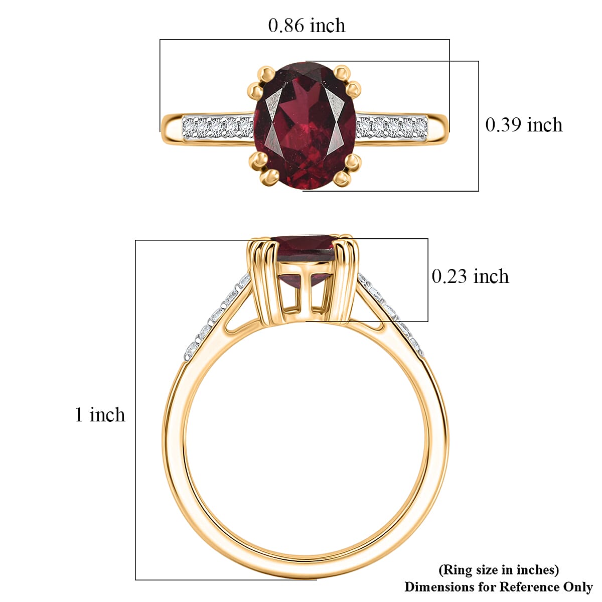 D'Joy Orissa Rhodolite Garnet and White Zircon 2.50 ctw Ring in 18K Vermeil Yellow Gold Over Sterling Silver (Size 4.5) image number 5