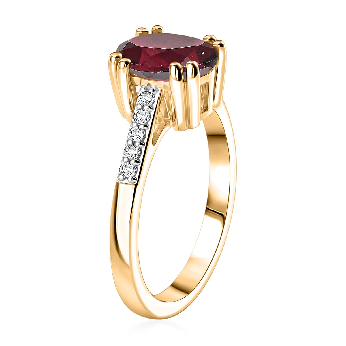 D'Joy Orissa Rhodolite Garnet and White Zircon 2.50 ctw Ring in 18K Vermeil Yellow Gold Over Sterling Silver (Size 5.5) image number 3
