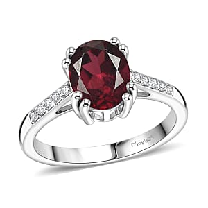 D'Joy Orissa Rhodolite Garnet and White Zircon 2.50 ctw Ring in Rhodium Over Sterling Silver (Size 10.5)