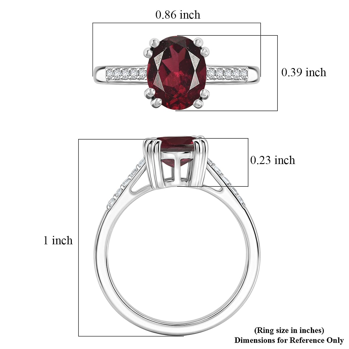 D'Joy Orissa Rhodolite Garnet and White Zircon 2.50 ctw Ring in Rhodium Over Sterling Silver (Size 7.0) image number 5