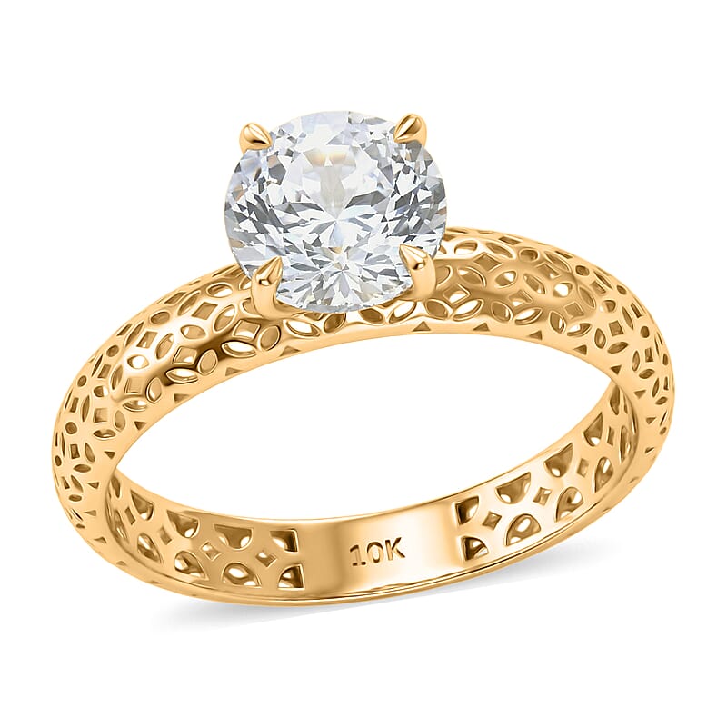 Mirage Collection 161 Facets Portuguese Cut White Topaz 1.75 ctw Ring in 10K Yellow Gold (Size 10.0)