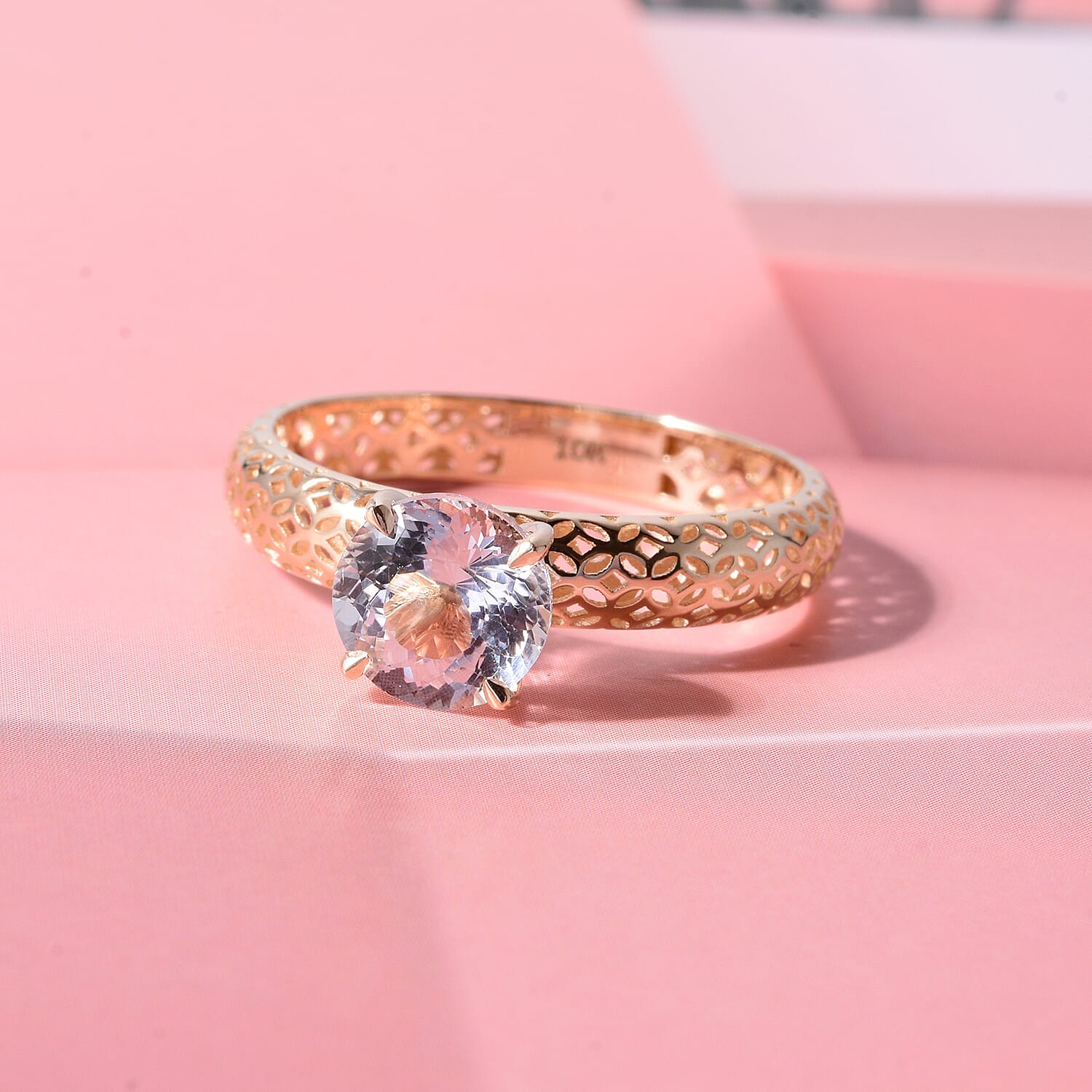 Mirage Collection 161 Facets Portuguese Cut White Topaz 1.75 ctw Ring in 10K Yellow Gold (Size 10.0)