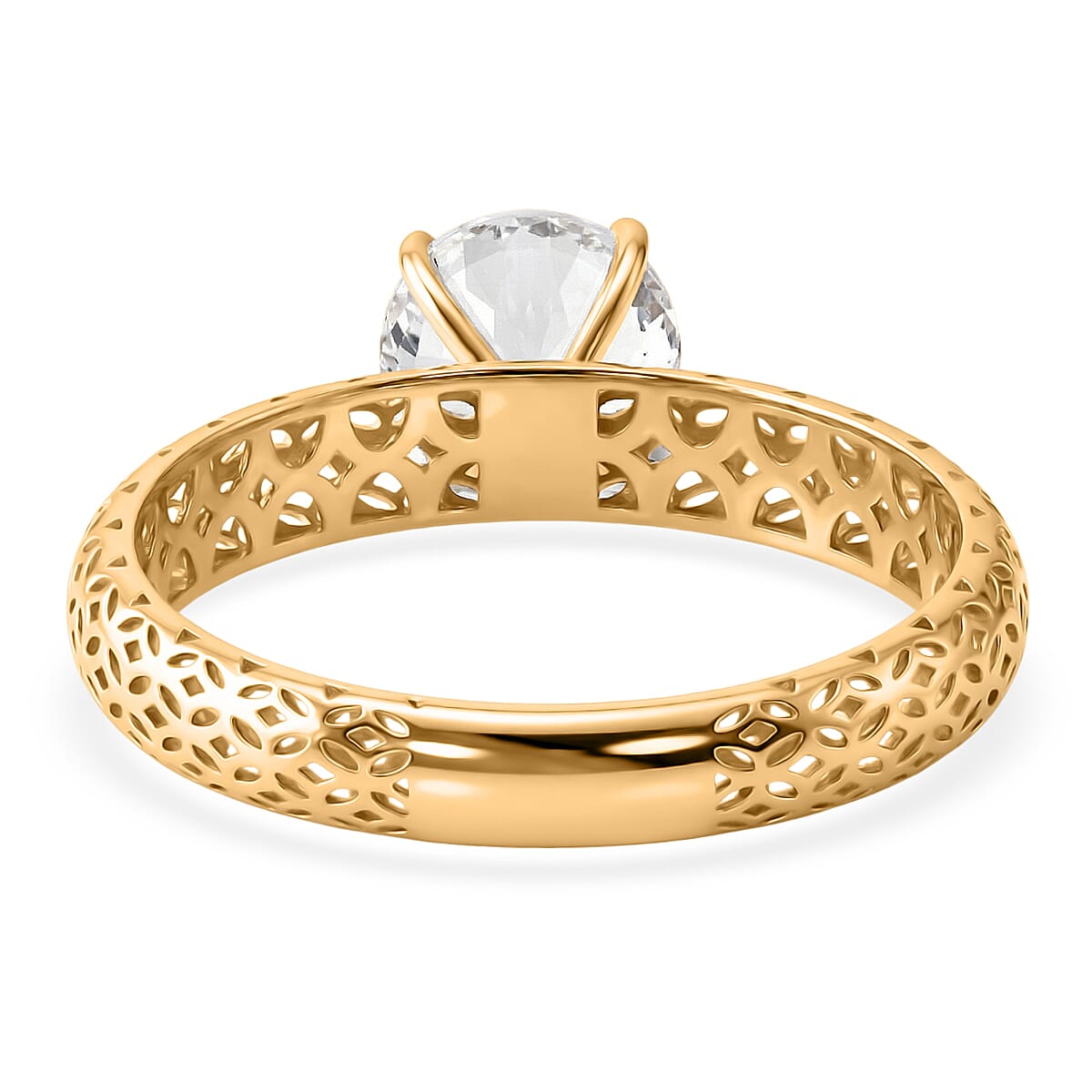 Mirage Collection 161 Facets Portuguese Cut White Topaz 1.75 ctw Ring in 10K Yellow Gold (Size 10.0) image number 4