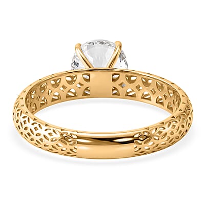 Mirage Collection 161 Facets Portuguese Cut White Topaz 1.75 ctw Ring in 10K Yellow Gold (Size 10.0)