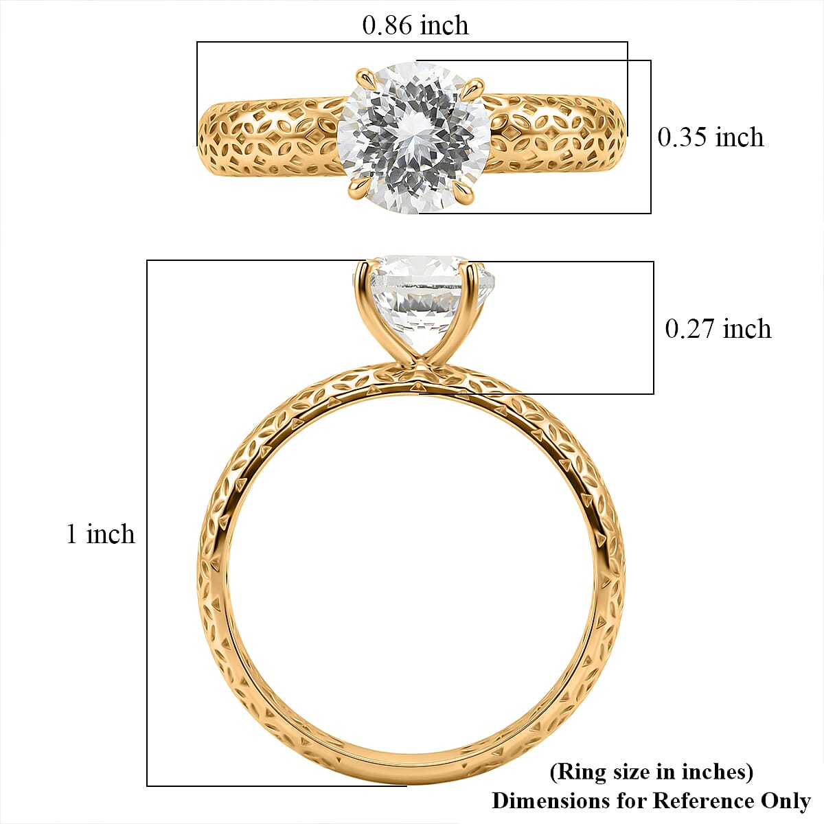 Mirage Collection 161 Facets Portuguese Cut White Topaz 1.75 ctw Ring in 10K Yellow Gold (Size 10.0) image number 5