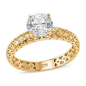 Mirage Collection 161 Facets Portuguese Cut White Topaz 1.75 ctw Ring in 10K Yellow Gold (Size 9.0)