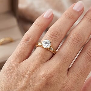 Mirage Collection 161 Facets Portuguese Cut White Topaz 1.75 ctw Ring in 10K Yellow Gold (Size 9.0)