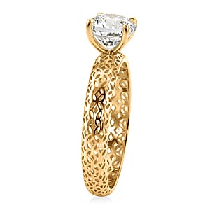 Mirage Collection 161 Facets Portuguese Cut White Topaz 1.75 ctw Ring in 10K Yellow Gold (Size 9.0)