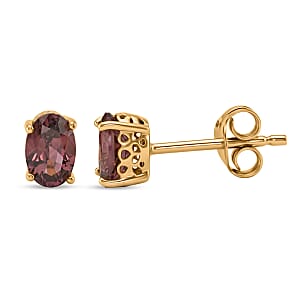 D'Joy Premium Madagascar Color Change Garnet 1.40 ctw Stud Earrings in 18K Vermeil Yellow Gold Over Sterling Silver